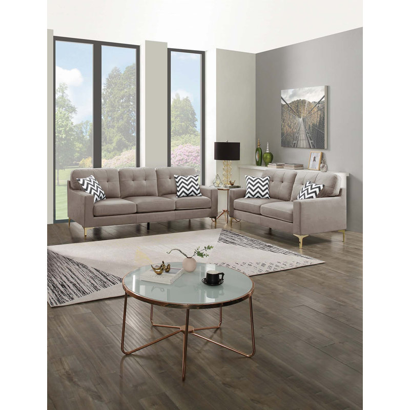 Ensemble de canapé 2 pièces Charitini, Lin brun clair