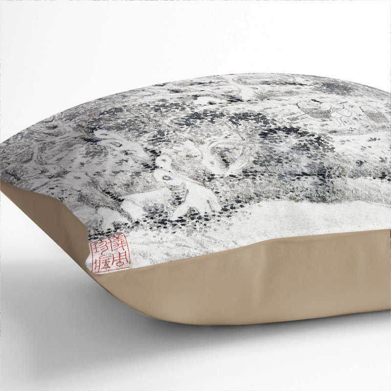 Working in the Garden by Wen Zhengming Cushion with Filling, 40cm H x 40cm W x 15cm D, Stone