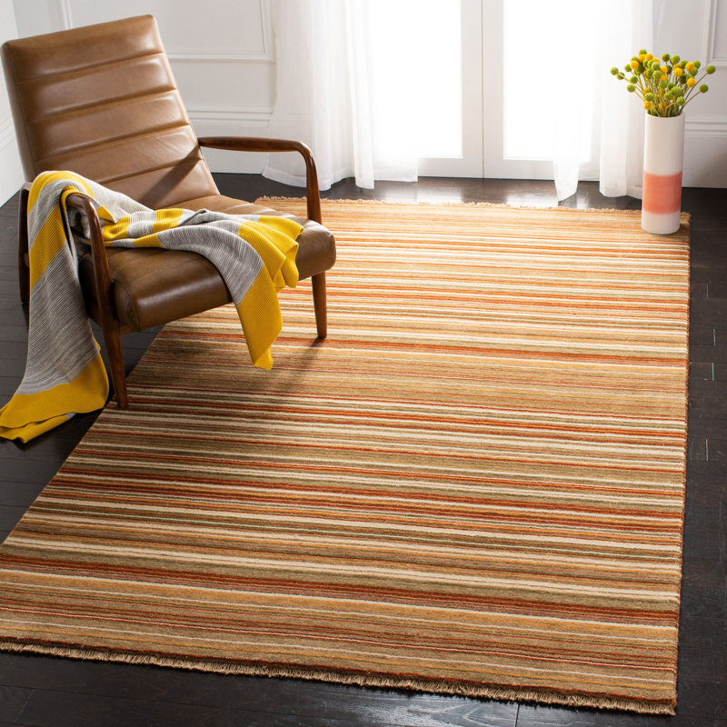 Wesley Tibetan Hand Loomed Wool Striped Rug, Rectangle 9' x 12'