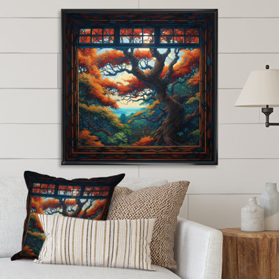 «Robeto Orange and Brown Window Blossoms II», reproduction sur toile