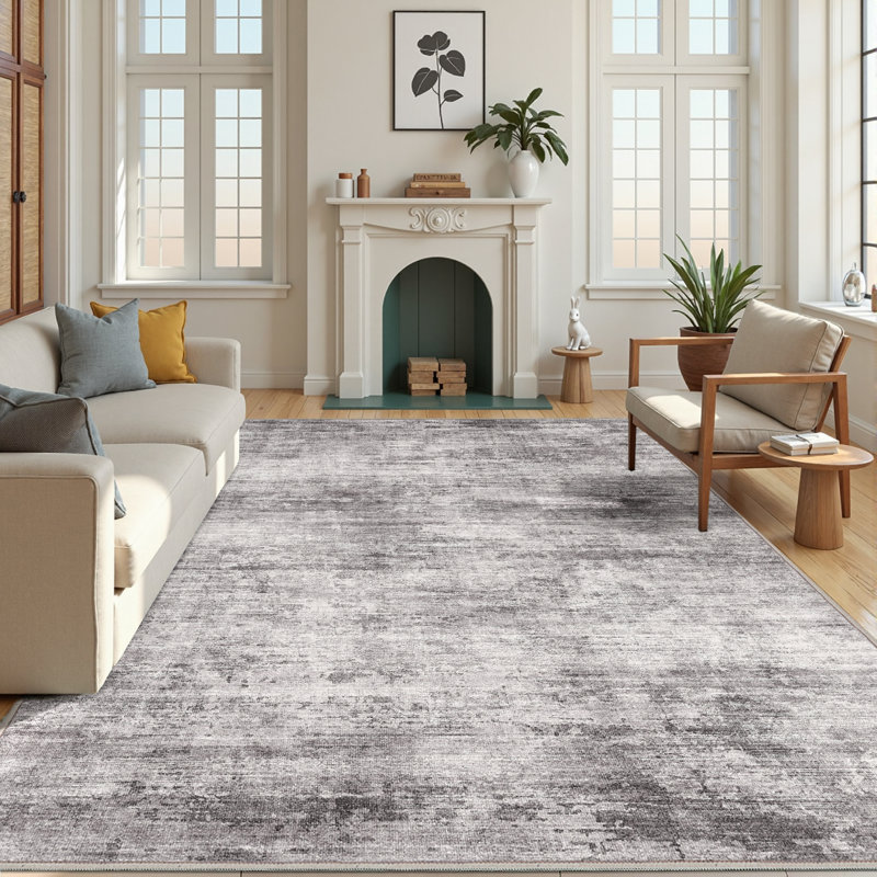 Tapis moderne lavable à la machine avec envers antidérapant Asher, Rectangle 5 pi x 7 pi
