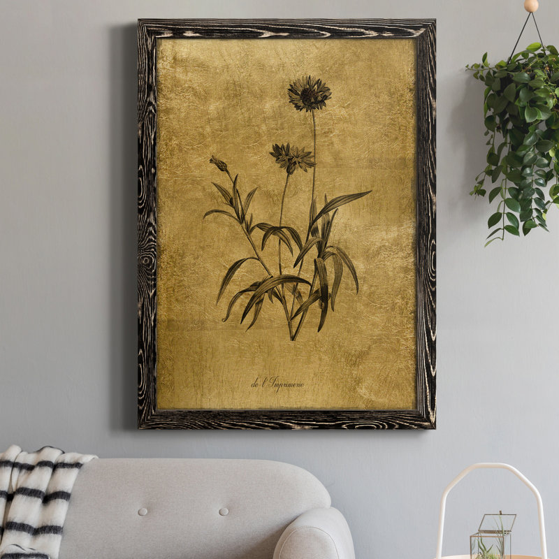 Toile encadrée dorée I-Premium Botanical, Cadre noir, H 24 po x l 18 po x P 1,5 po