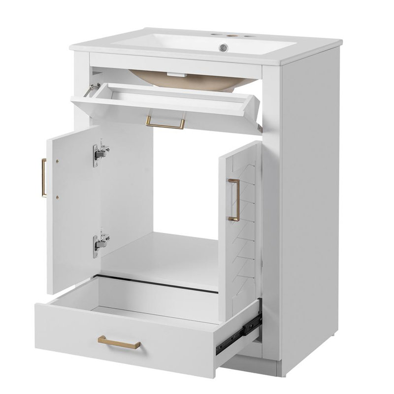 24" Bathroom Vanity with Integrated Ceramic Sink