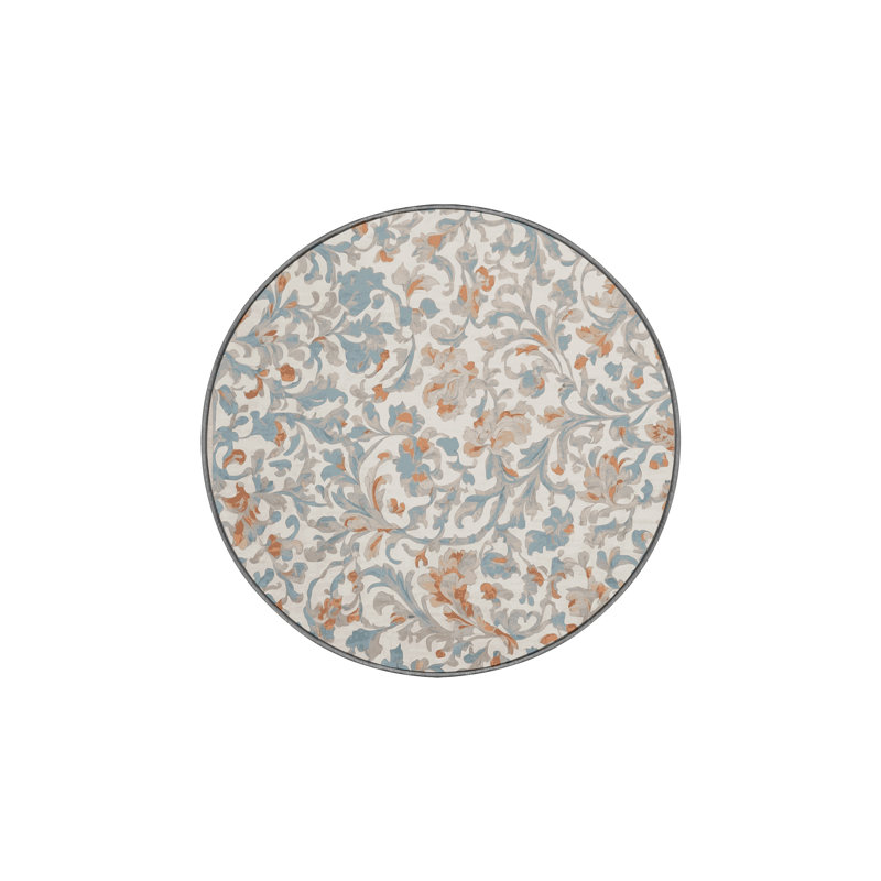 Machine Washable Gray Area Rug, Round 5'
