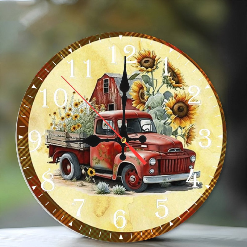 Horloge murale en bois 10 po, mouvement silencieux, à piles (piles AA non incluses), décor artistique, parfait pour les décorations