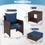 Ensemble de conversation pour patio 5 pièces avec repose-pieds en osier (rotin)-365387848-365387849