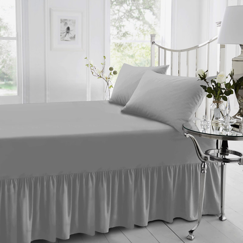 Percale Valance Sheet Polycotton Solid Colour Bed Sheet Single Double King Super King Machine Washable High Quality, Silver