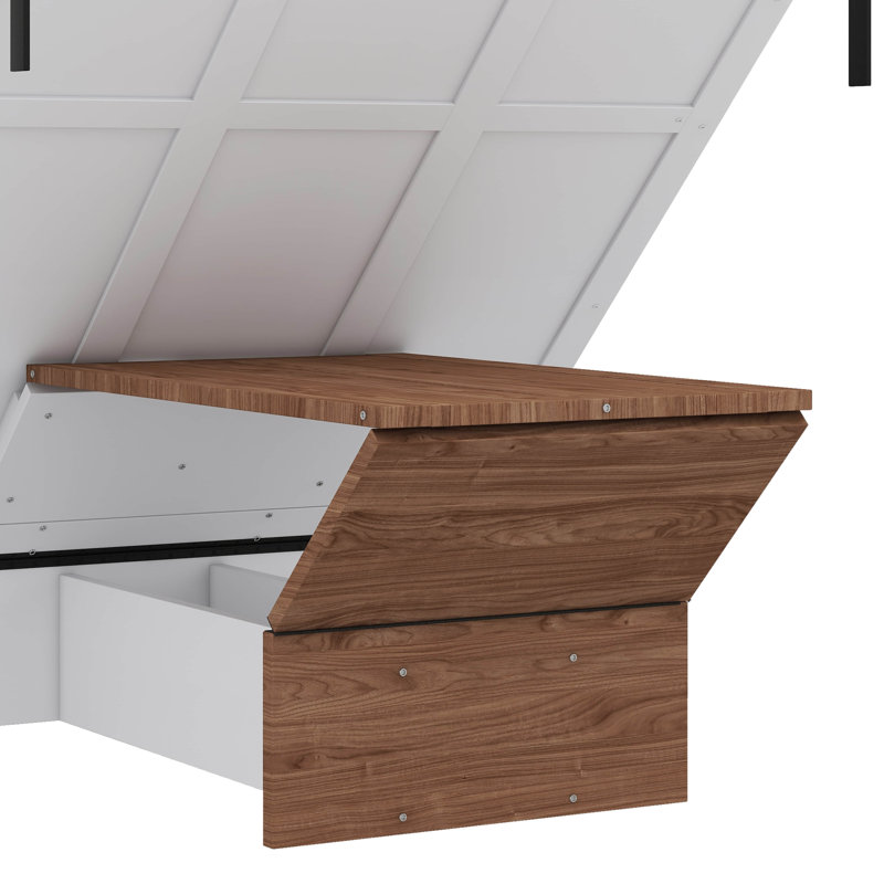 Lit escamotable double avec bureau pliable et peu encombrant - Lit mural compact et très efficace pour économiser de l'espace