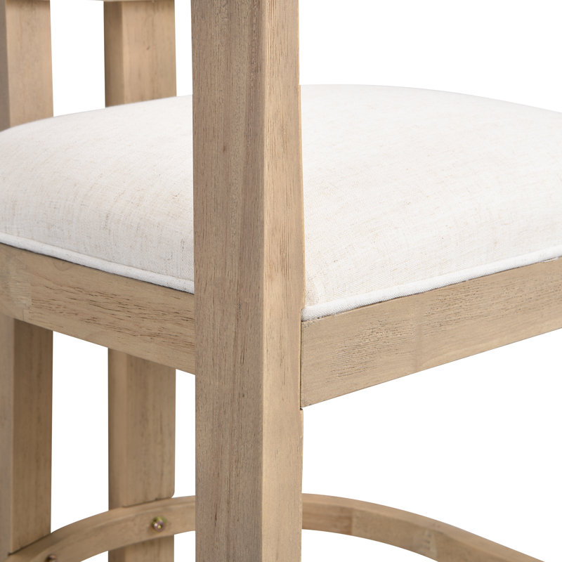Tabourets de bar rembourrés 26 po Evesham, Siège en polyester beige / structure en frêne cl