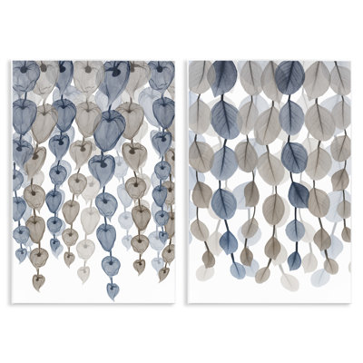 Falling Vines Neutral Leaves 2 Piece Wall Plaque Art Set by Albert Koetsier
