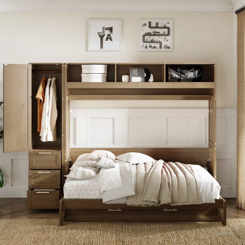 Lit escamotable double avec garde-robe