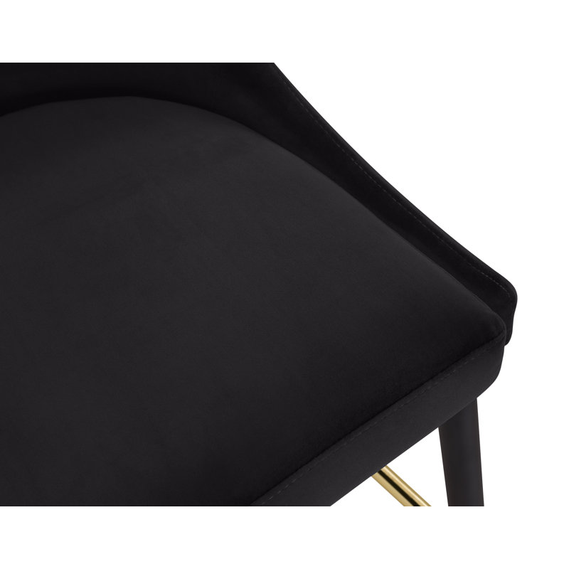 Cowans Upholstered Counter Stool with Metal Frame, Black Velvet
