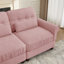 Canapé d'angle 3 places en chenille rose capitonnée avec pouf et accoudoirs arrondis