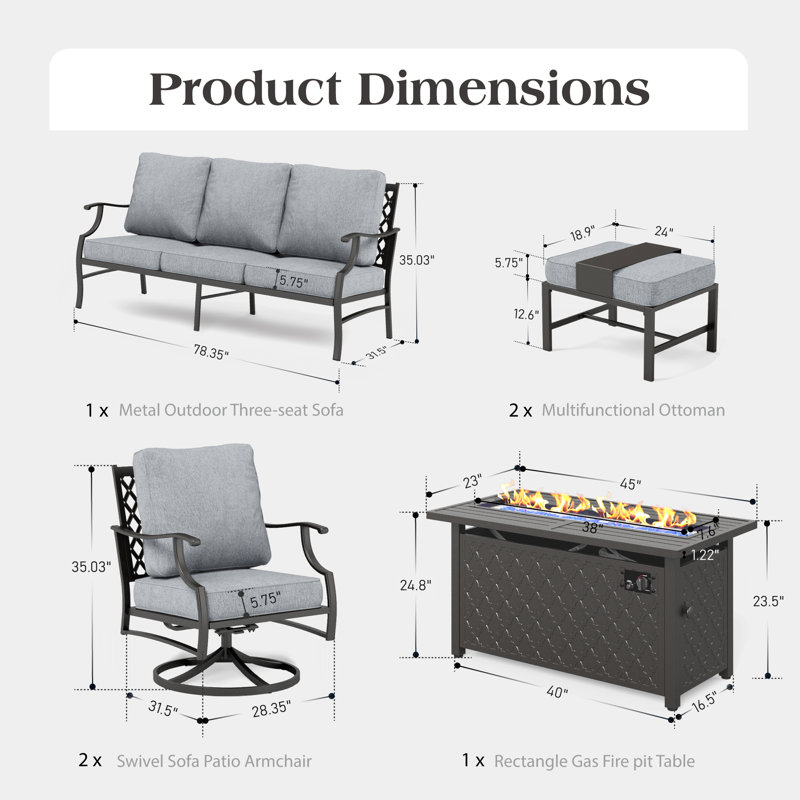 Asfand Outdoor Seating Group, Gray, Yes