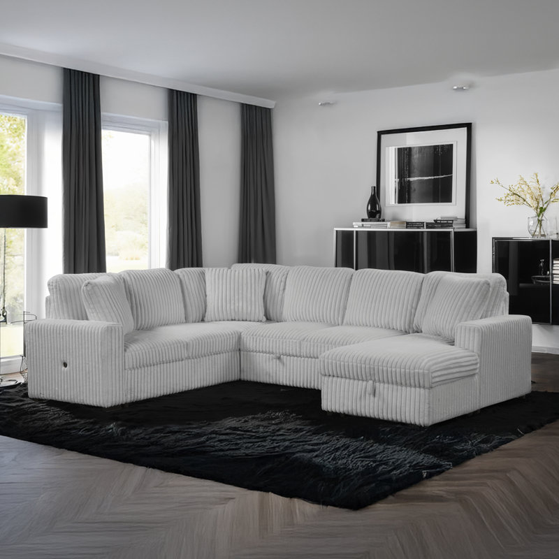 Canapé modulaire Ratasha, Mélange de polyester gris; velours