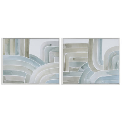 Muted Subtle Linear Arches 2 Piece Framed Giclee Art Set, design by Grace Popp