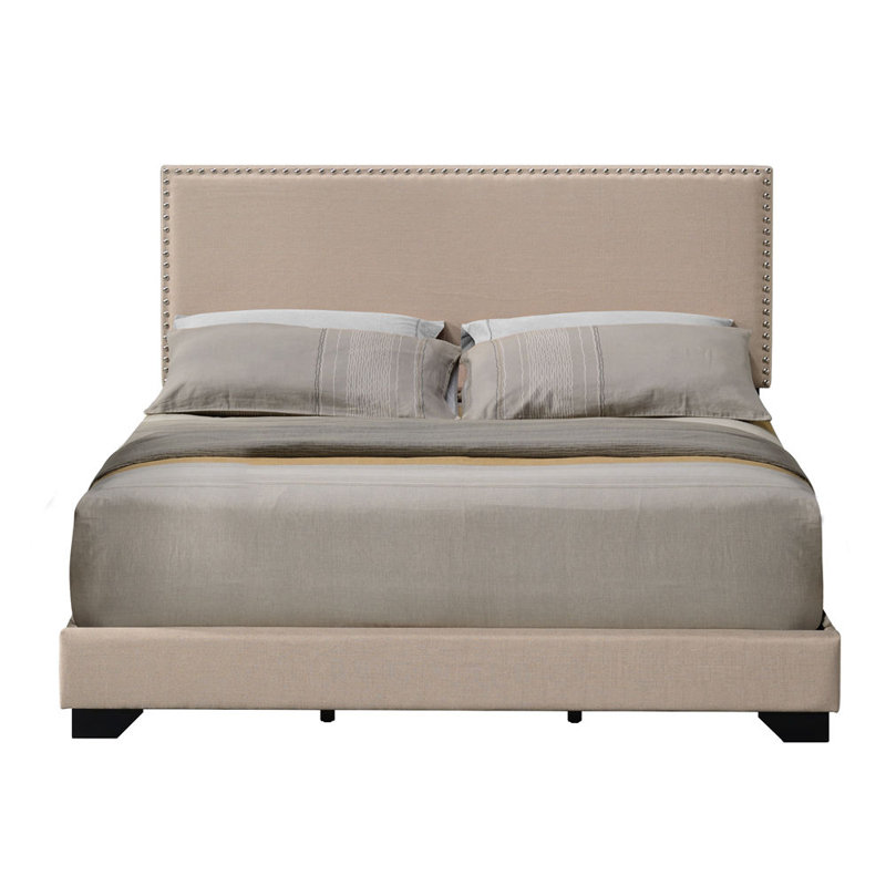 Leandros Fabric Queen Bed, Beige