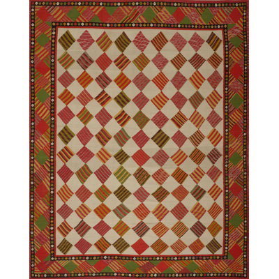 Geometric Area Rug in Beige/Red
