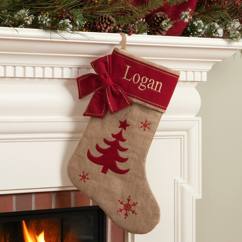 Toile de jute avec bas de Noël personnalisé