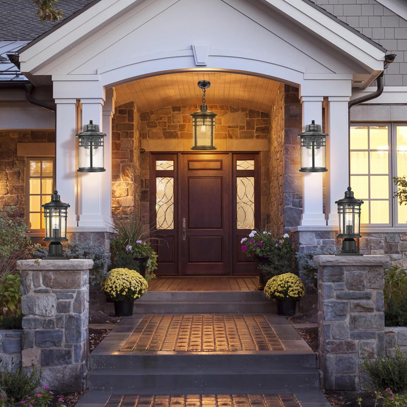 14.5 Inch Outdoor Post Lights Lamp Fixture With Tempered Glass