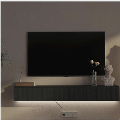 Meuble télé flottant fixé au mur avec 16 DEL de couleur, meuble télé moderne de 65 po, meuble télé flottant pour téléviseur 55 60 65 po