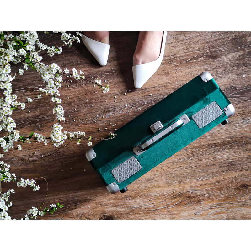 Valise tourne-disque Bluetooth à 3 vitesses avec haut-parleurs intégrés Arkrocket Curiosity, Vert