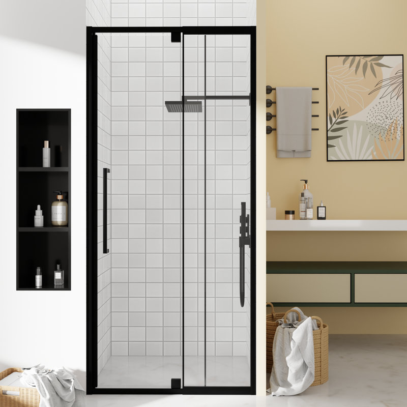 LEROKA Adjustable Hinge Door with SGCC-certified 6mm (1/4 in.) Tempered Glass, 72" H x 36" W