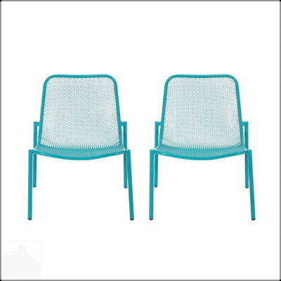 Chaises d'extérieur empilables KINCAID avec sièges en filet modernes et structure en fer thermolaqué durable pour les espaces contemporains