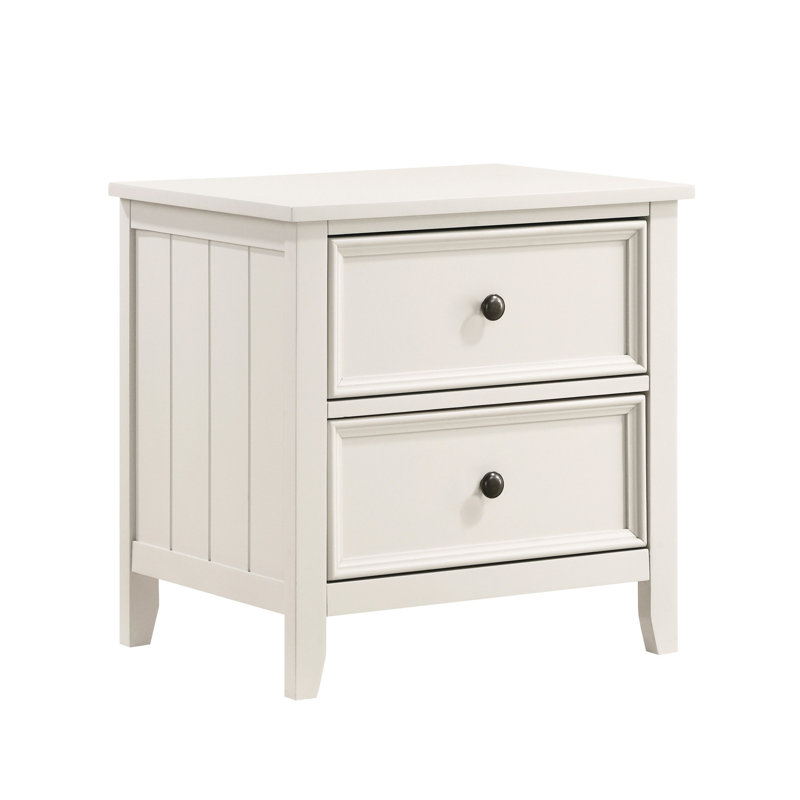 Table de chevet Style Classic, blanc, 2 tiroirs avec table de chevet pour la chambre à coucher, Nuance