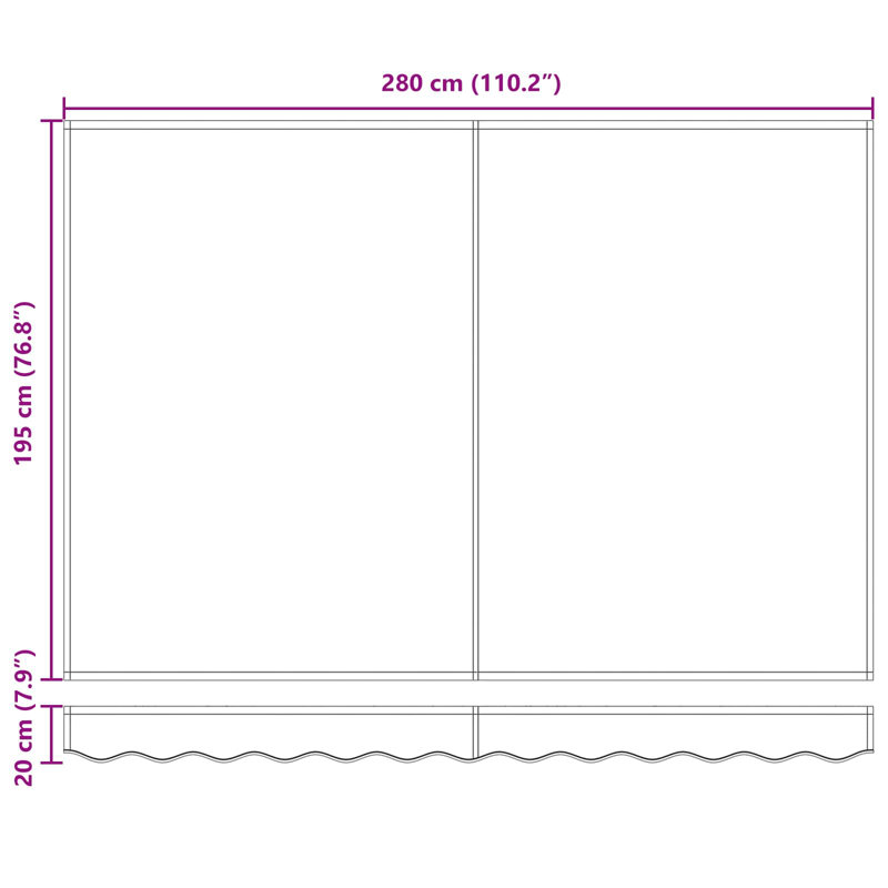 VidaXL Polyester Cover Retractable Patio Awning, Striped, 300cm W x 200cm D, Orange/Black/White