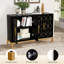 Buffet moderne avec garniture dorée, armoire de rangement 4 portes, noir