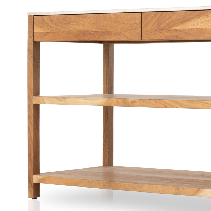 Indira Small Kitchen Island Prep Table, Smoked Acacia