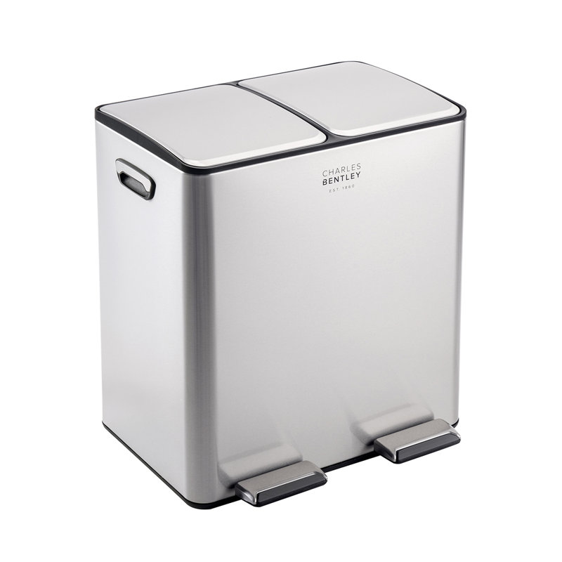 Ayanti Stainless Steel Step On Multi-Compartment Rubbish & Recycling Bin, 10.56