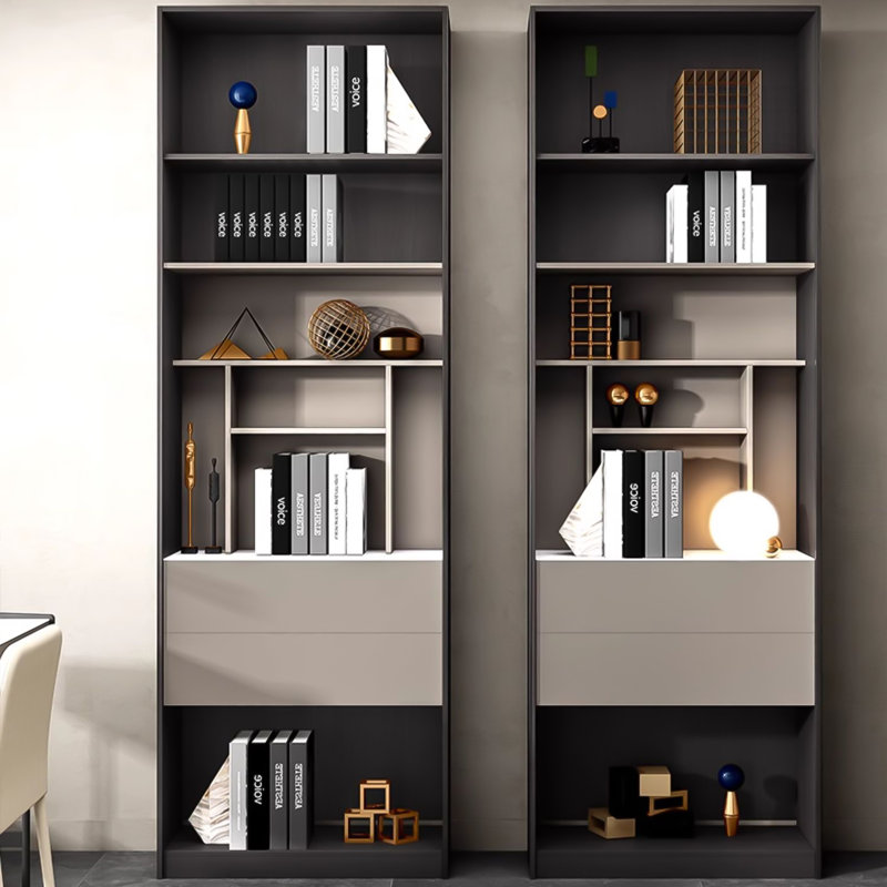 Bibliothèque de luxe 86,61 "x l 31,5" avec plateau en pierre frittée, armoire de rangement minimaliste moderne avec portes pour étude à domicile