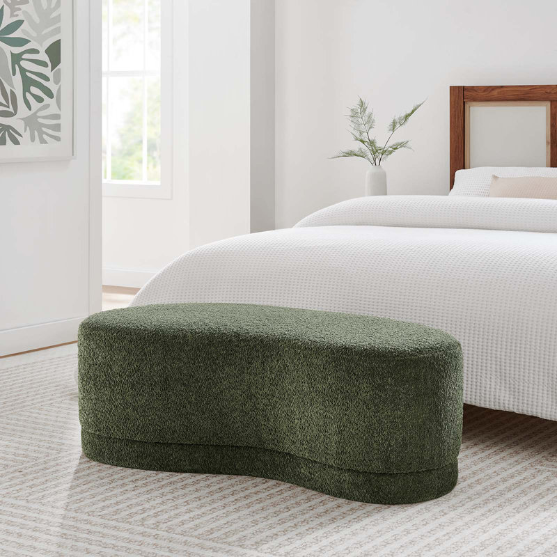Nimbus Sage Green Chenille Curved Cocktail Ottoman Bench