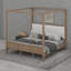 Lit plateforme à baldaquin en bois avec tête de lit tapissier, aucun sommier nécessaire-132798023-132798026