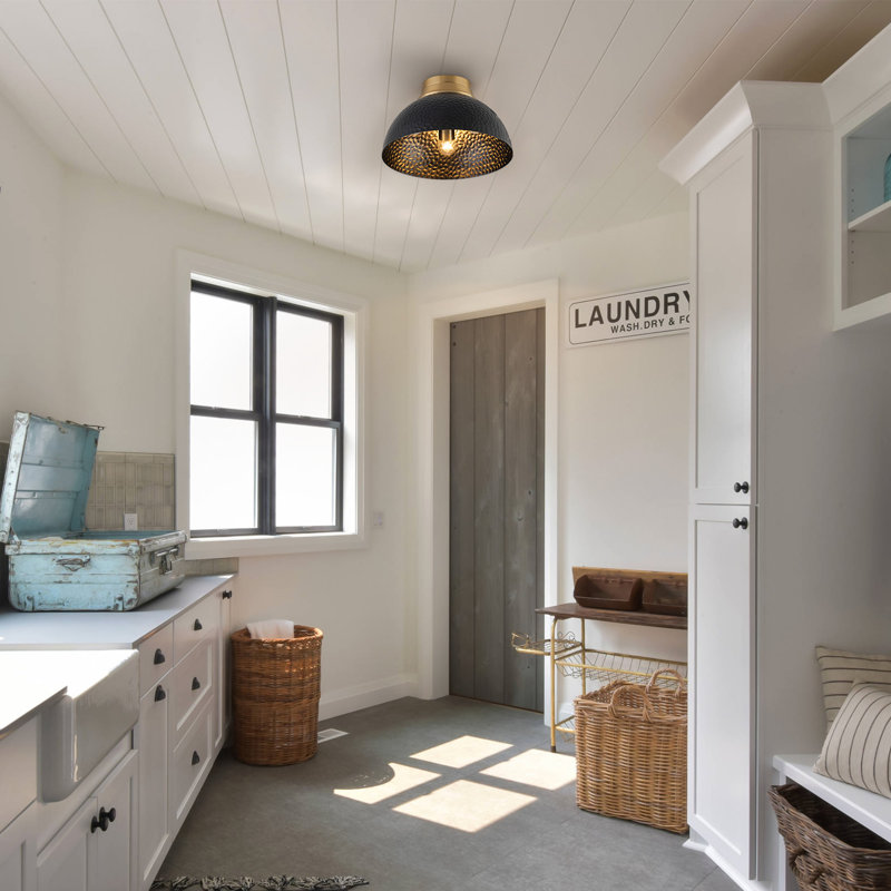 3-Light Hammered Dome Semi Flush Mount