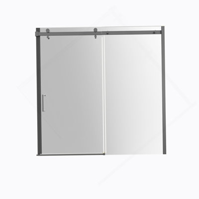 56-60 In. W X 58 In. H Mod Semi-Frameless Sliding Bathtub Door In Matte Black With 5/16 In. (8Mm) Clear Glass