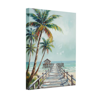 Plants & Flowers Tropical Palm Trees Wooden Pier Ocean View