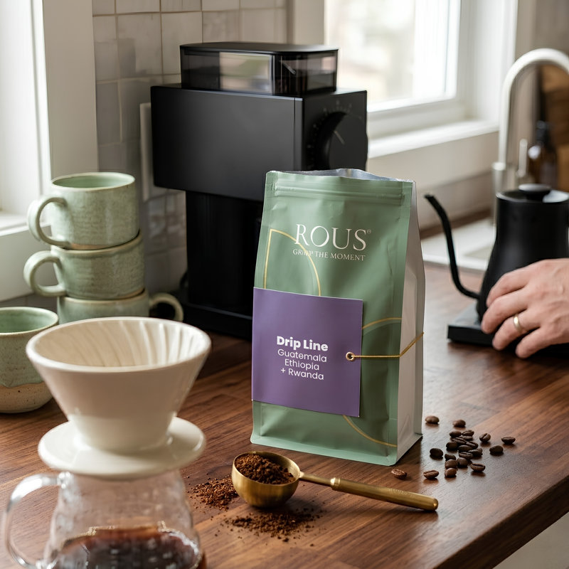 ROUS Drip Line Coffee - Café riche en grains et riche en grains rwandais et colombiens, 12 oz