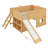 Low-Profile Wooden Loft Bed With Slide, Storage Shelves-991548752