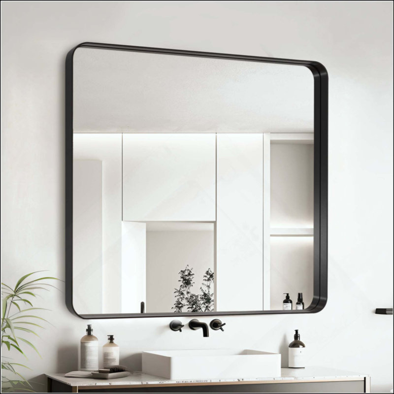 Miroir de salle de bain, Noir, Rectangulaire, 30 po x 40 po