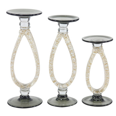 Ensemble de chandelles en verre contemporain 3 pièces