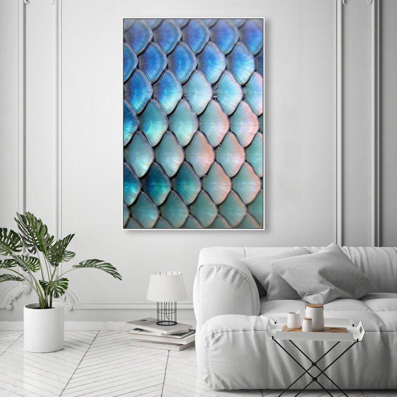Mermaid Zoom Print by Oliver Gal, 16"H x 11"W, White Floater Frame