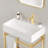 Lofi 24" Freestanding Bathroom Vanity Set With Glossy White Rectangular Ceramic Basin, Open Metal Legs, And Gold Storage Shelves