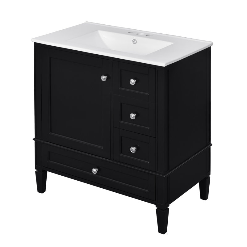 Ensemble de meuble-lavabo simple 30 po, Noir, noir, noir, noir