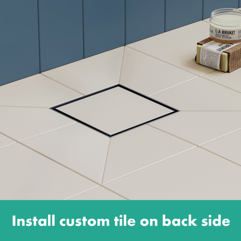 Rain Brilliance 6"x 6" Trim Tileable Rear Cover and Rough, Brushed Stainless Steel
