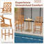 Tabouret de bar en bois de teck de patio avec accoudoirs et repose-pieds ergonomiques pour l'extérieur-1017510589
