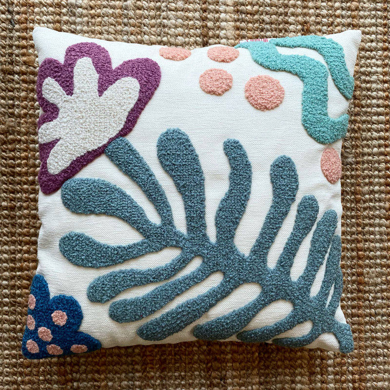 Housse et insert de coussin carré en coton / laine Ambridge, Violet / vert / rose amande / bleu marine / menthe