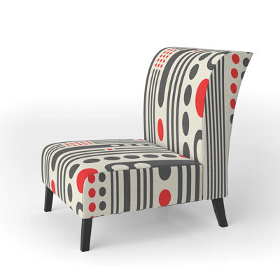 Retro Geometrical Abstract Minimal Pattern II - Mid-Century Upholstered Slipper Chair